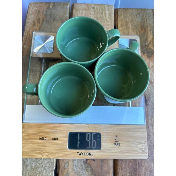 Vintage WCL Pottery MCM Green Coffee Mugs Set Of 3 - Picture 7 of 7